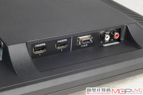 三菱MDL231CV的接口比较丰富，用户可能经常使用的HDMI接口放置在机身左侧方便插拔。
